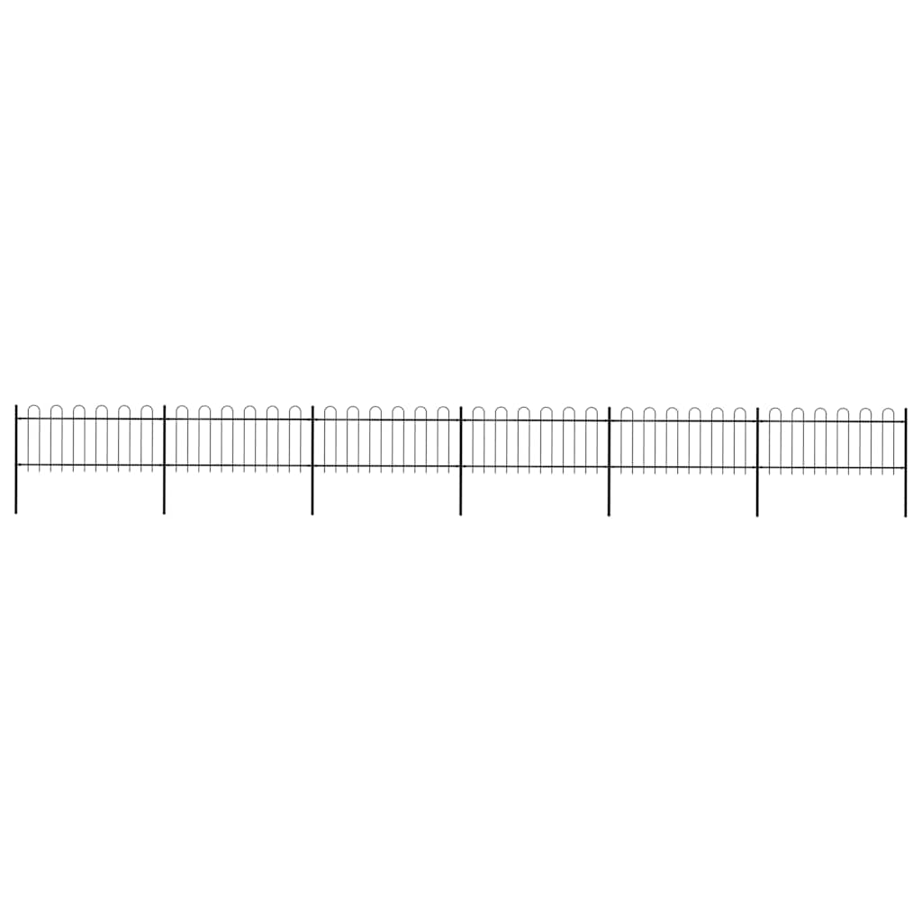 E-shop vidaXL Záhradný plot s oblúkom navrchu, oceľový 1070x80 cm, čierny