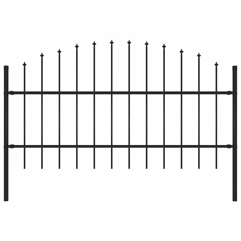 E-shop vidaXL Záhradný plot Woerden s vrchnou časťou v tvare oštepu, oceľový 170x100 cm, čierny