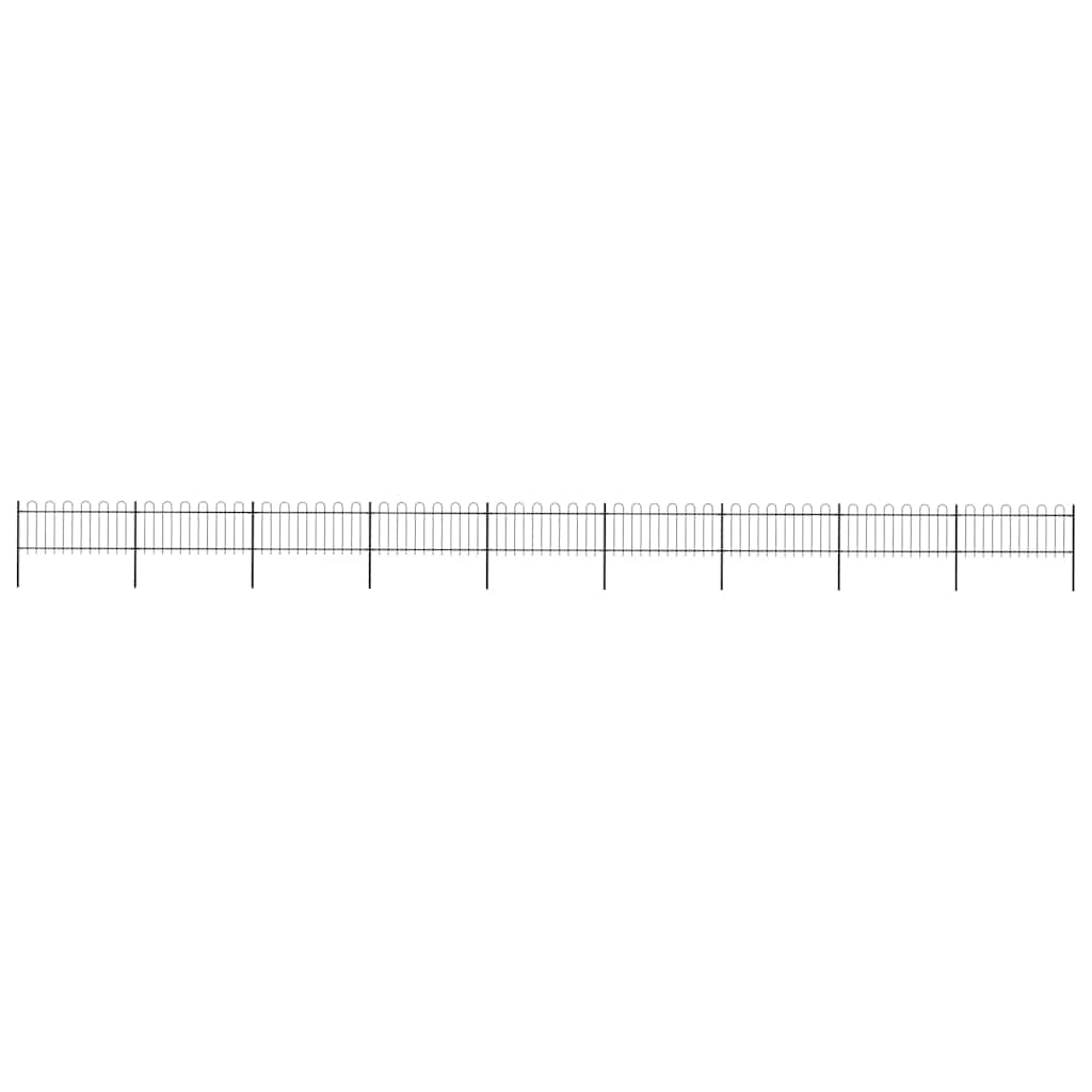 E-shop vidaXL Záhradný plot s oblúkom navrchu, oceľový 1603,5x80 cm, čierny