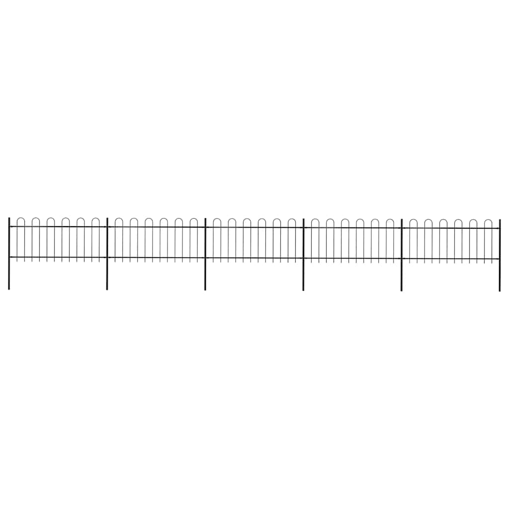 E-shop vidaXL Záhradný plot s oblúkom navrchu, oceľový, 892,5x80 cm, čierny