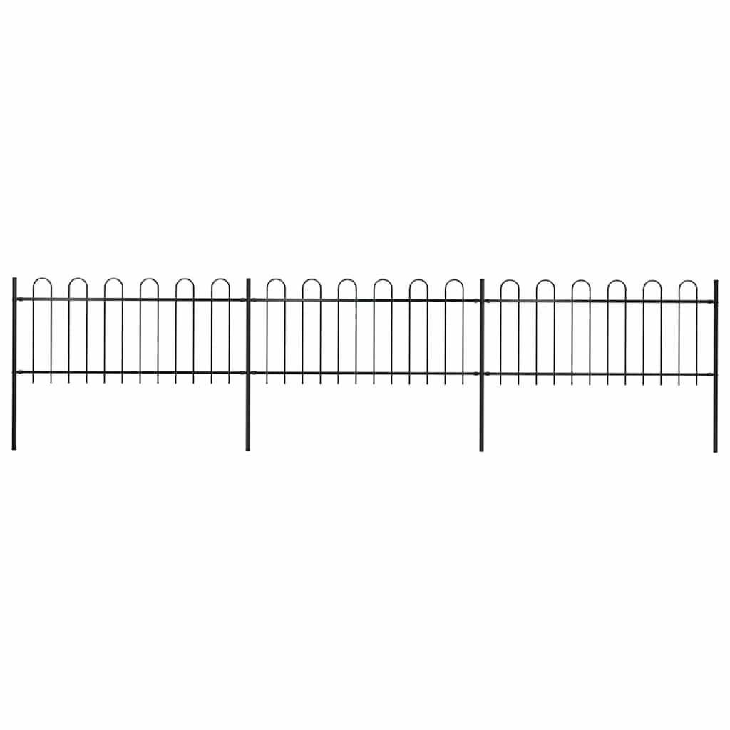 E-shop vidaXL Záhradný plot s oblúkom navrchu, oceľový 537x80 cm, čierny