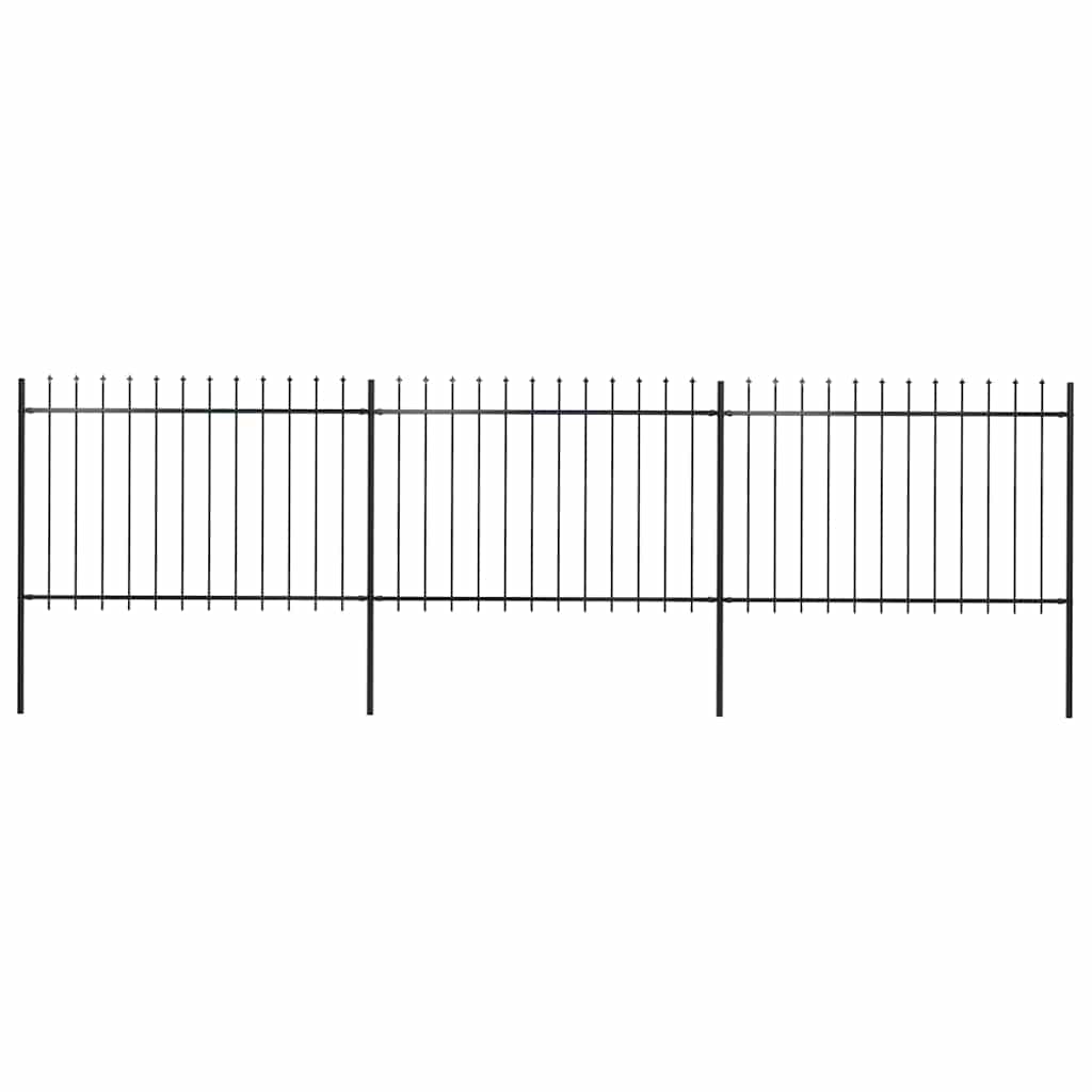 E-shop vidaXL Záhradný plot s vrchnou časťou z ocele 537x120 cm čierny