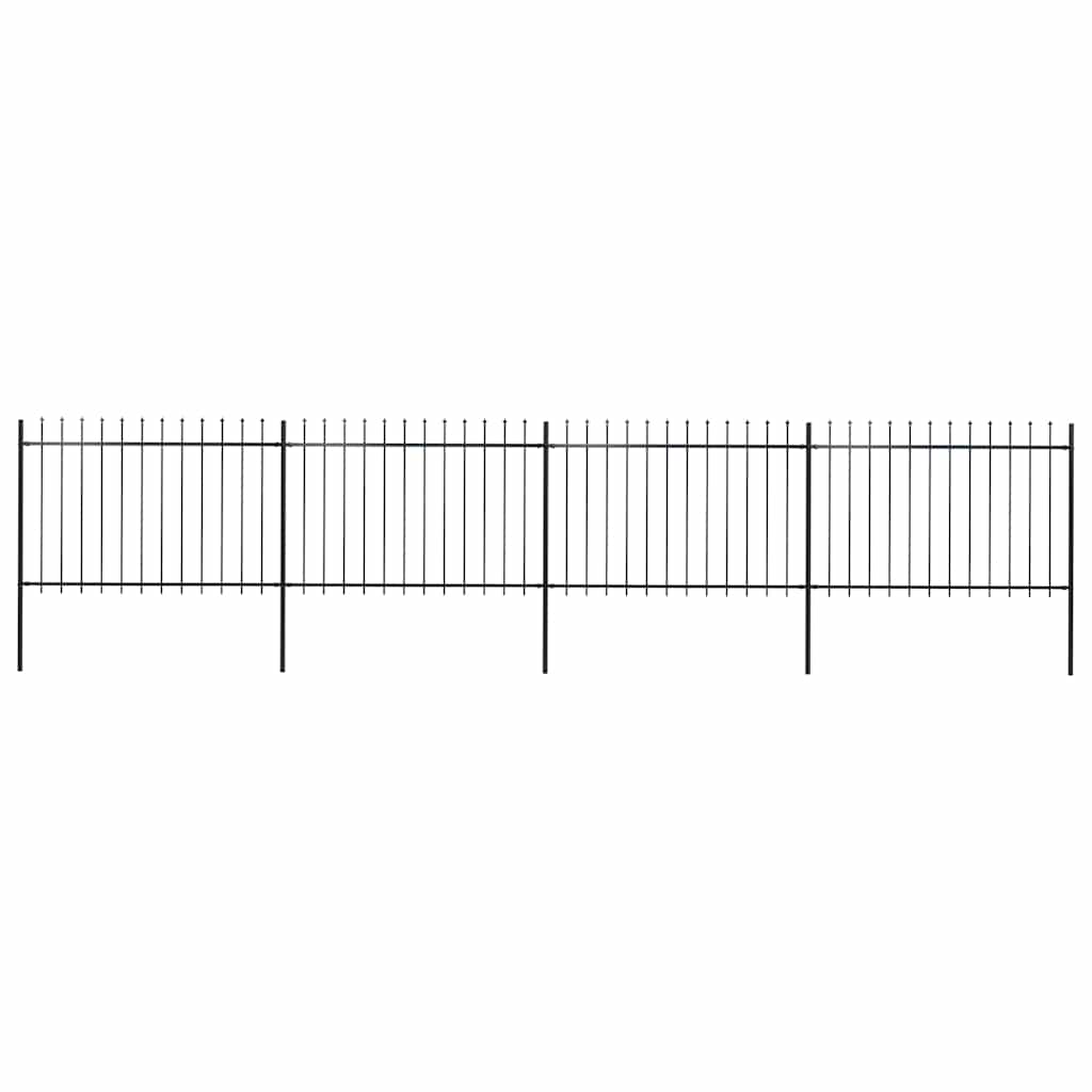 E-shop vidaXL Záhradný plot s vrchnou časťou z ocele 714,5x120 cm čierny
