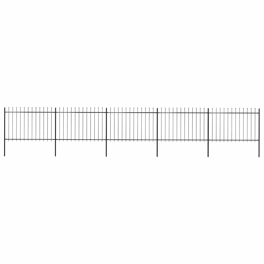 E-shop vidaXL Záhradný plot s vrchnou časťou z ocele 892,5x120 cm čierny