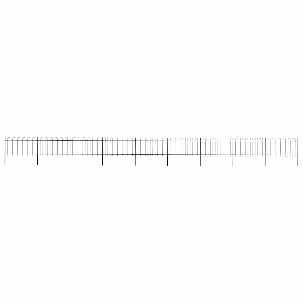 E-shop vidaXL Záhradný plot s oblúkom navrchu, oceľový 1603,5x100 cm, čierny