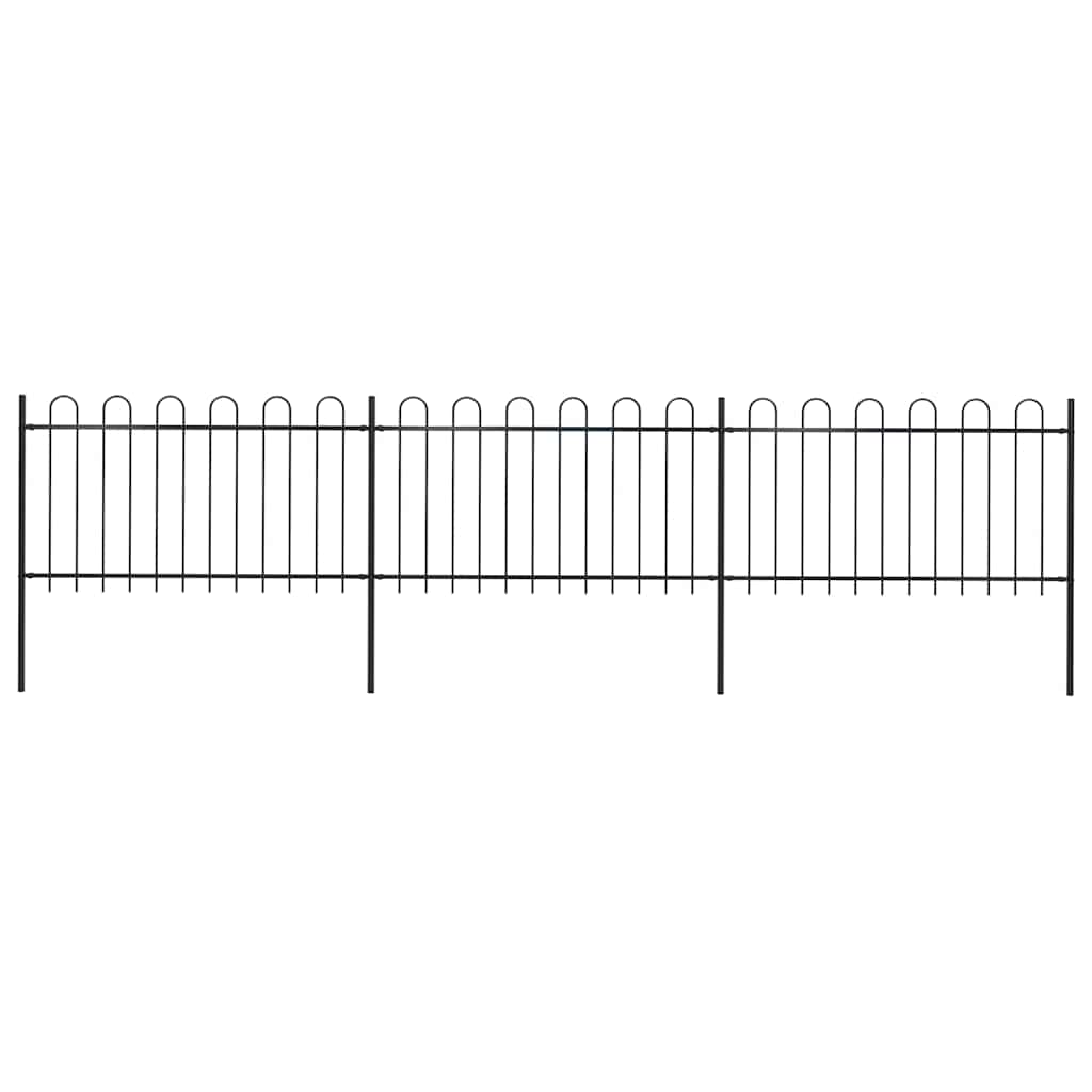 E-shop vidaXL Záhradný plot s oblúkom navrchu, oceľový 537x100 cm, čierny