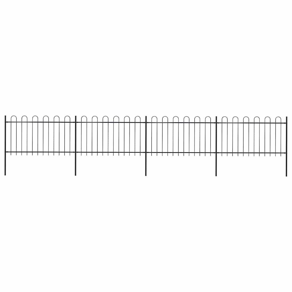 E-shop vidaXL Záhradný plot s oblúkom navrchu, oceľový, 714,5x100 cm, čierny