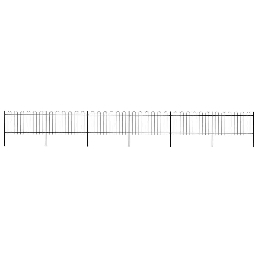 E-shop vidaXL Záhradný plot s oblúkom navrchu, oceľový 1070x100 cm, čierny