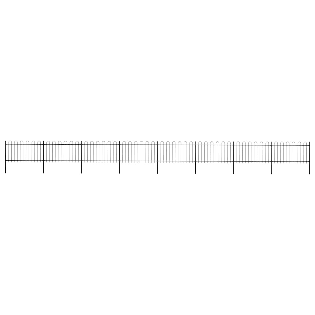 E-shop vidaXL Záhradný plot s oblúkom navrchu, oceľový 1426x100 cm, čierny