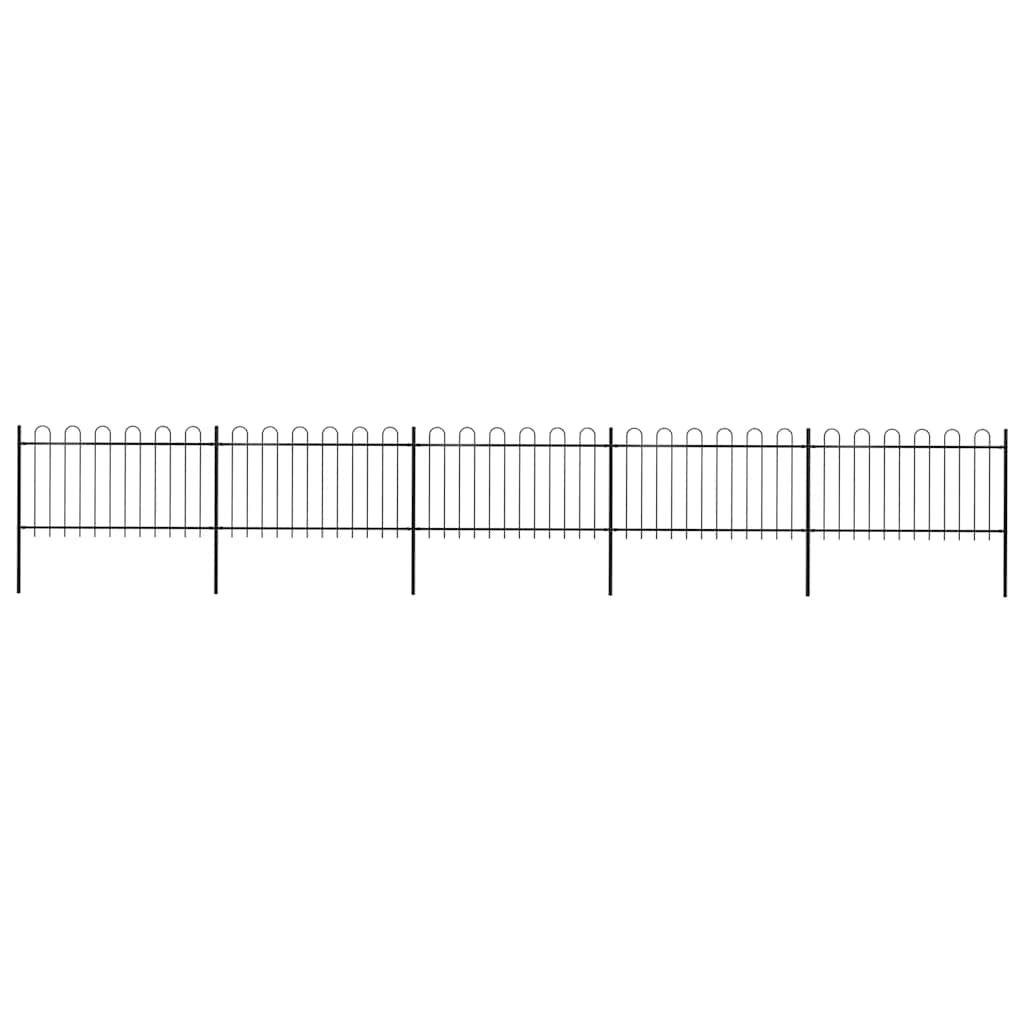 E-shop vidaXL Záhradný plot s oblúkom navrchu, oceľový, 892,5x100 cm, čierny