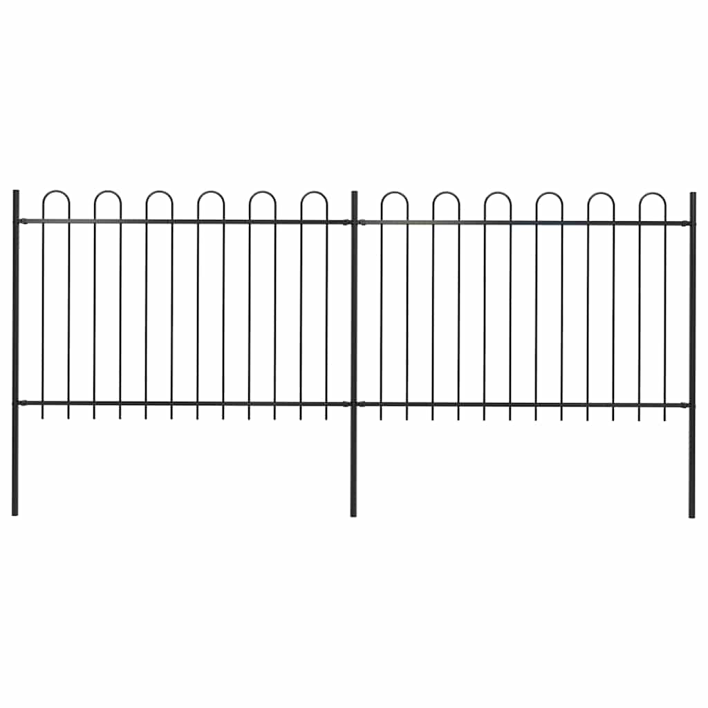 E-shop vidaXL Záhradný plot s oblúkom navrchu, oceľový 359x120 cm, čierny