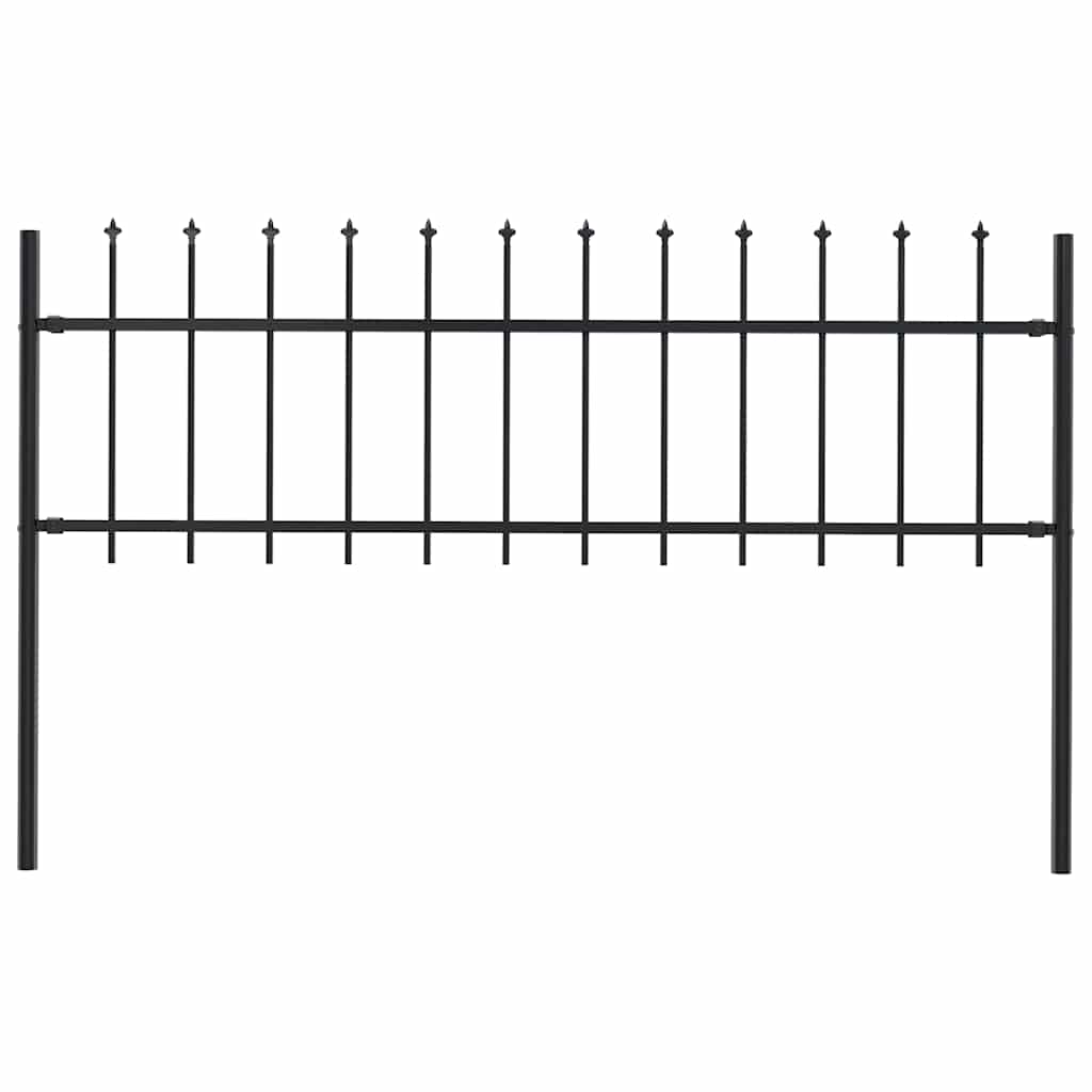 E-shop vidaXL Záhradný plot Woerden s vrchnou časťou v tvare oštepu, oceľový 181x60 cm, čierny