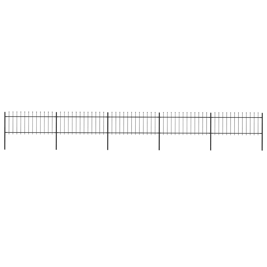 E-shop vidaXL Záhradný plot s vrchnou časťou z ocele 892,5x80 cm čierny