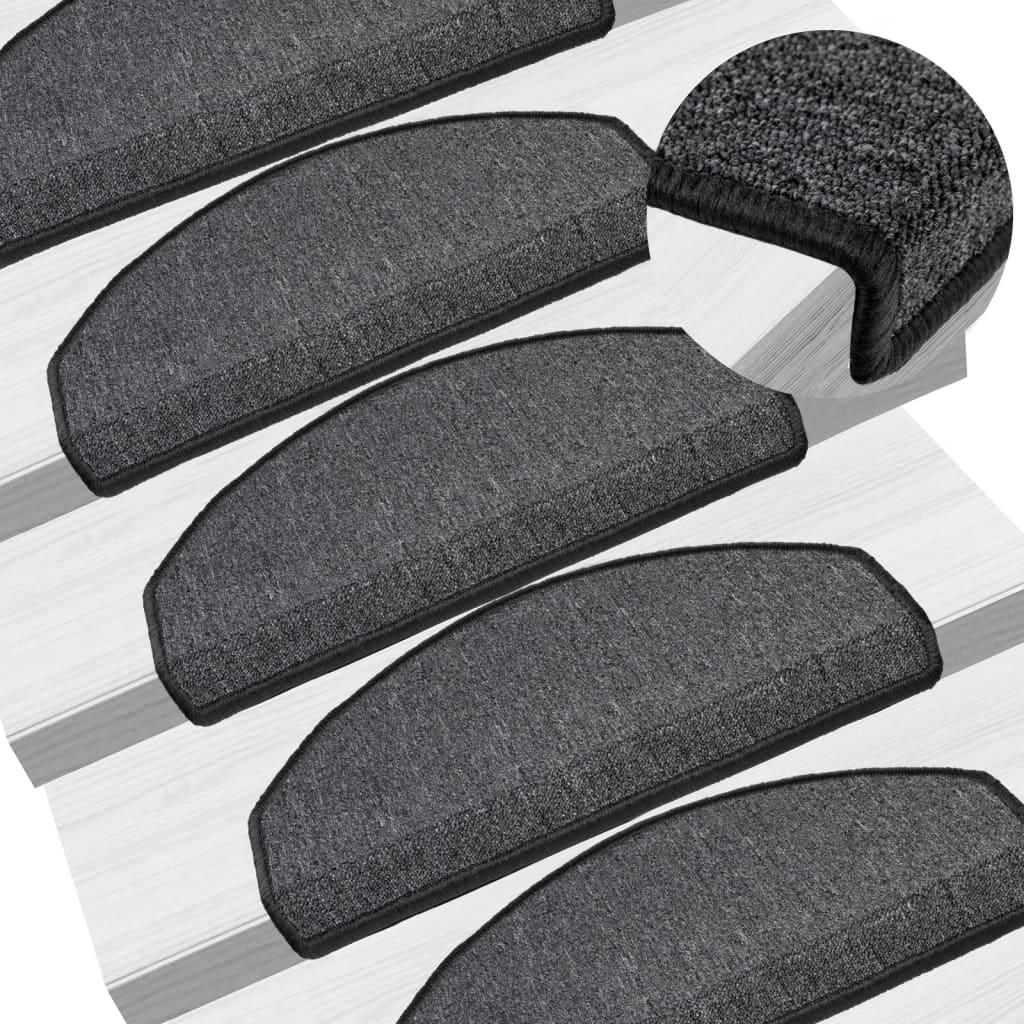 E-shop vidaXL Schodové rohože 15 ks 65x24x4 cm antracitové, polkruhové, veľké