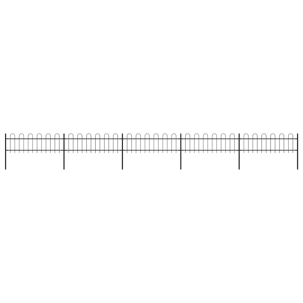 E-shop vidaXL Záhradný plot s oblúkom navrchu, oceľový, 892,5x60 cm, čierny
