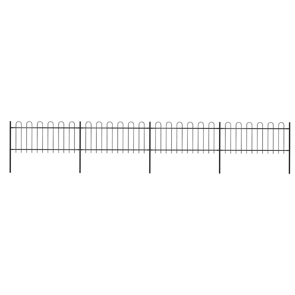 E-shop vidaXL Záhradný plot s oblúkom navrchu, oceľový 714,5x80 cm, čierny
