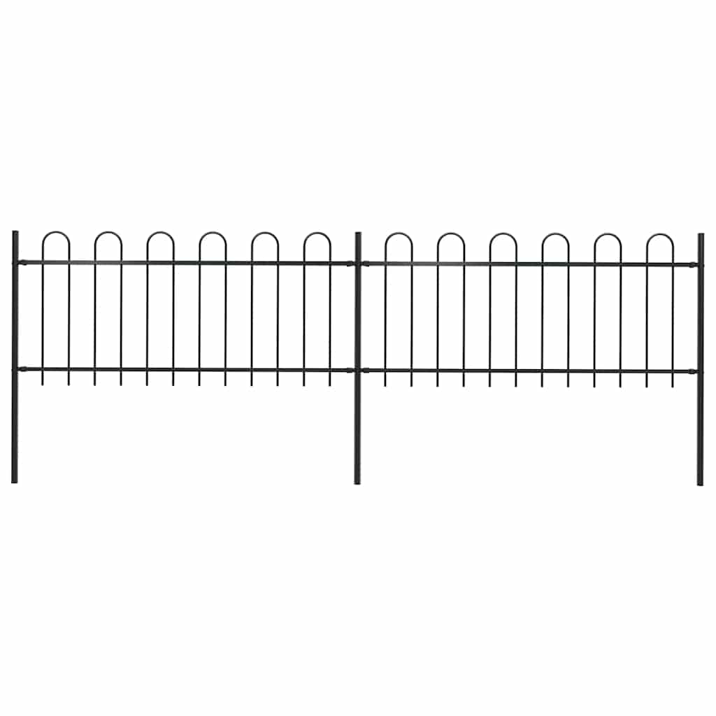 E-shop vidaXL Záhradný plot s oblúkom navrchu, oceľový 359x80 cm, čierny