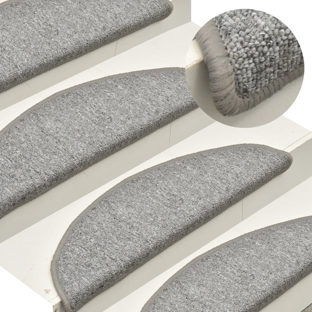 E-shop vidaXL Schodové rohože 15 ks 56x17x3 cm svetlosivé polkruhové