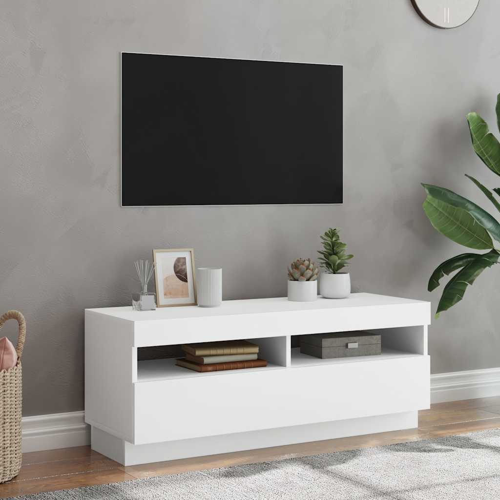 E-shop vidaXL TV skrinka s LED svetlami biela 100x35x40 cm