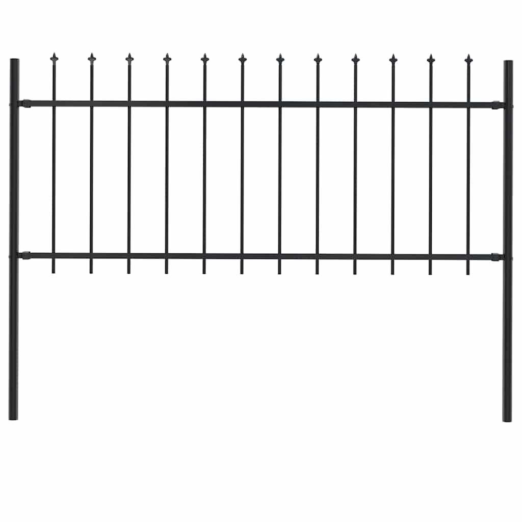 E-shop vidaXL Záhradný plot Woerden s vrchnou časťou v tvare oštepu, oceľový 181x80 cm, čierny