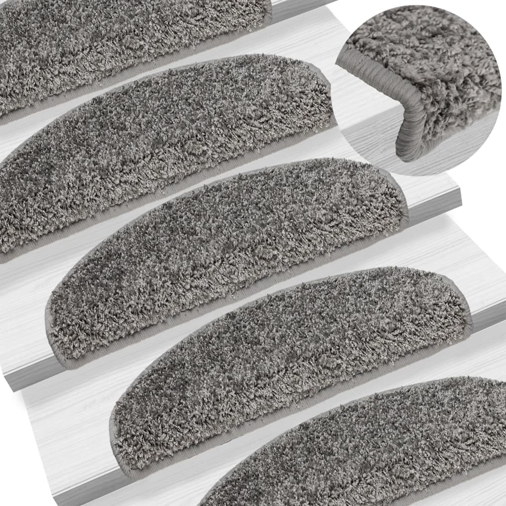 E-shop vidaXL Schodové rohože 10 ks 65x21x4 cm sivé, polkruhové, veľké