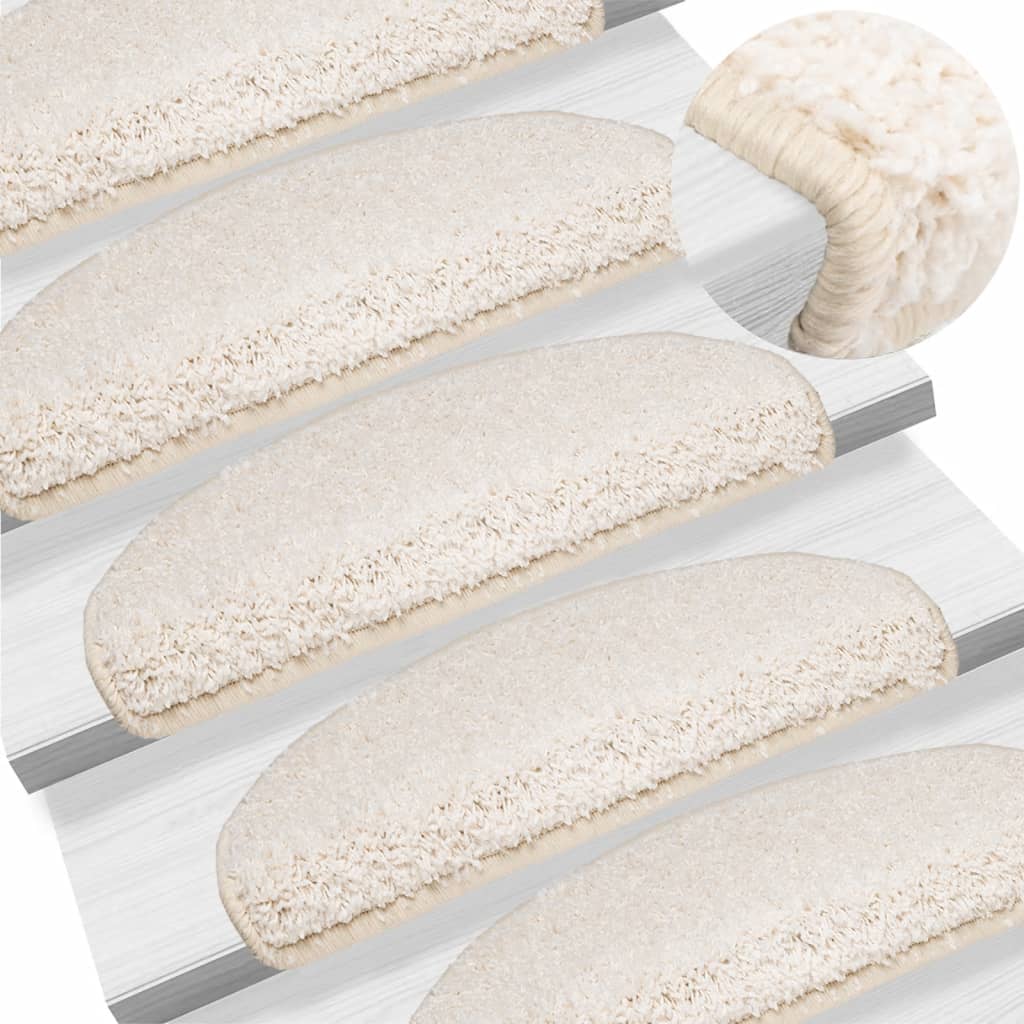 E-shop vidaXL Schodové rohože 15 ks 65x21x4 cm biele polkruhové veľké