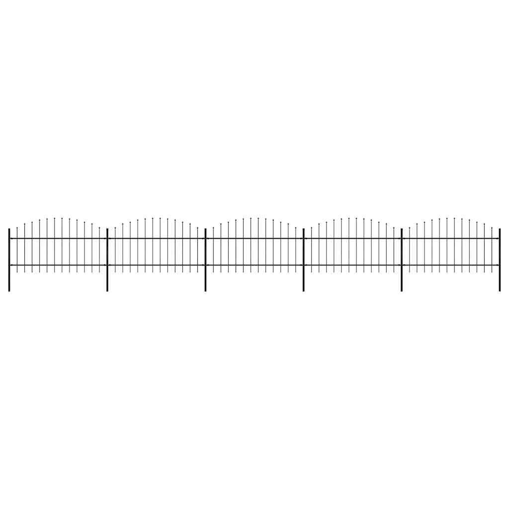 E-shop vidaXL Záhradný plot s vrchnou časťou z ocele 892,5x125 cm čierny