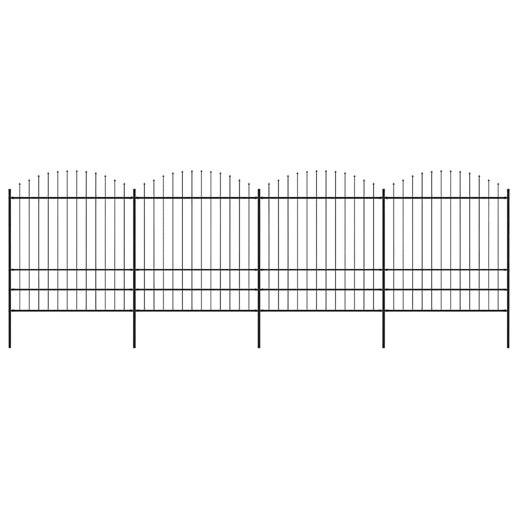 E-shop vidaXL Záhradný plot s vrchnou časťou z ocele 714,5x200 cm čierny