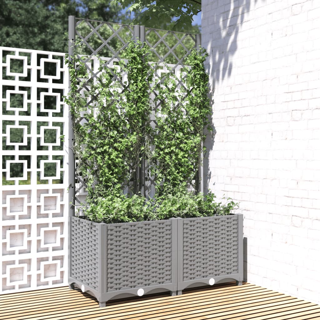 E-shop vidaXL Záhradný kvetináč s mriežkou bledosivý 80x40x136 cm PP