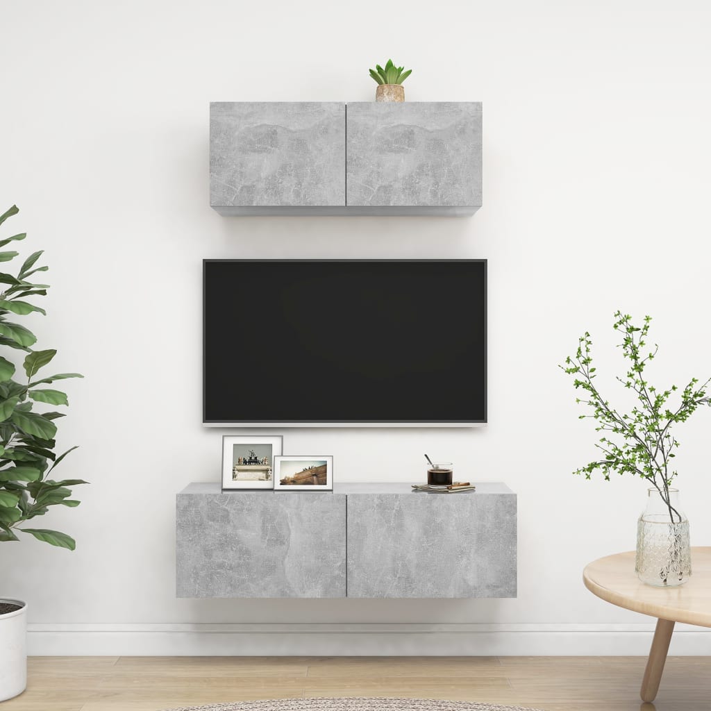E-shop vidaXL 2-dielna súprava TV skriniek, betónovo sivá, kompozitné drevo