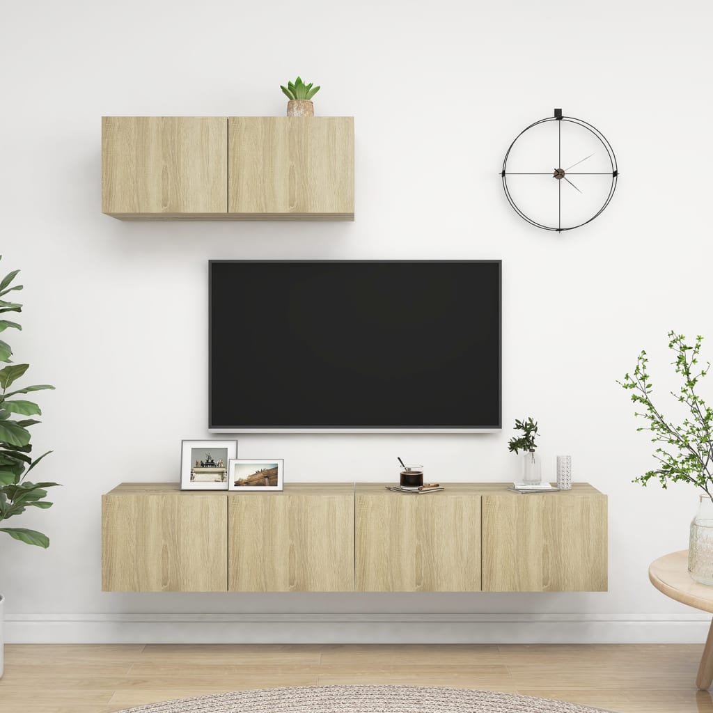 E-shop vidaXL 3-dielna súprava TV skriniek dub sonoma kompozitné drevo