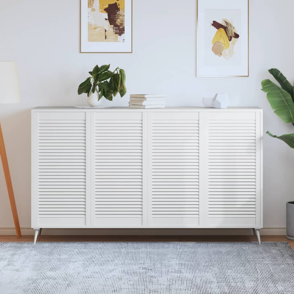 E-shop vidaXL Lamelové dvierka na skrinku 4 ks, biele 99,3x49,4 cm, borovica