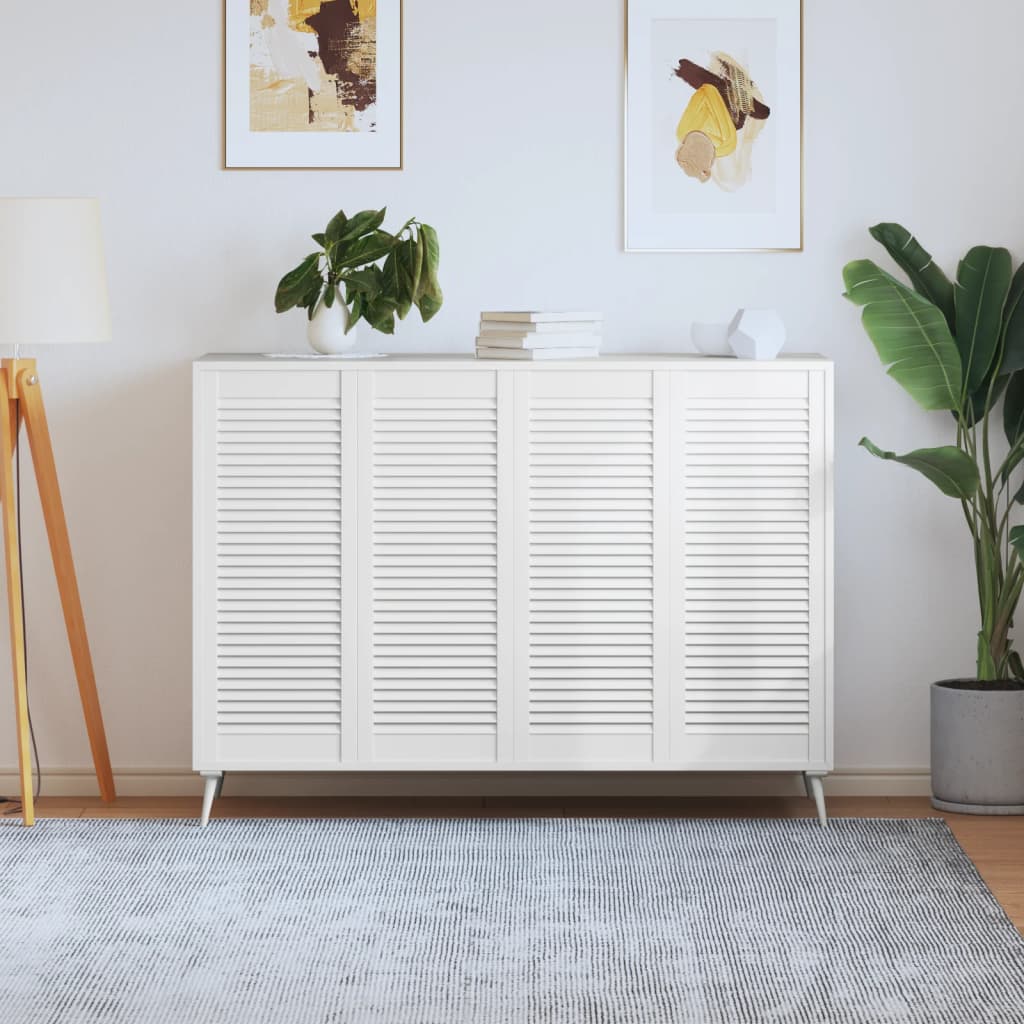 E-shop vidaXL Lamelové dvierka na skrinku 4 ks, biele 99,3x39,4 cm, borovica