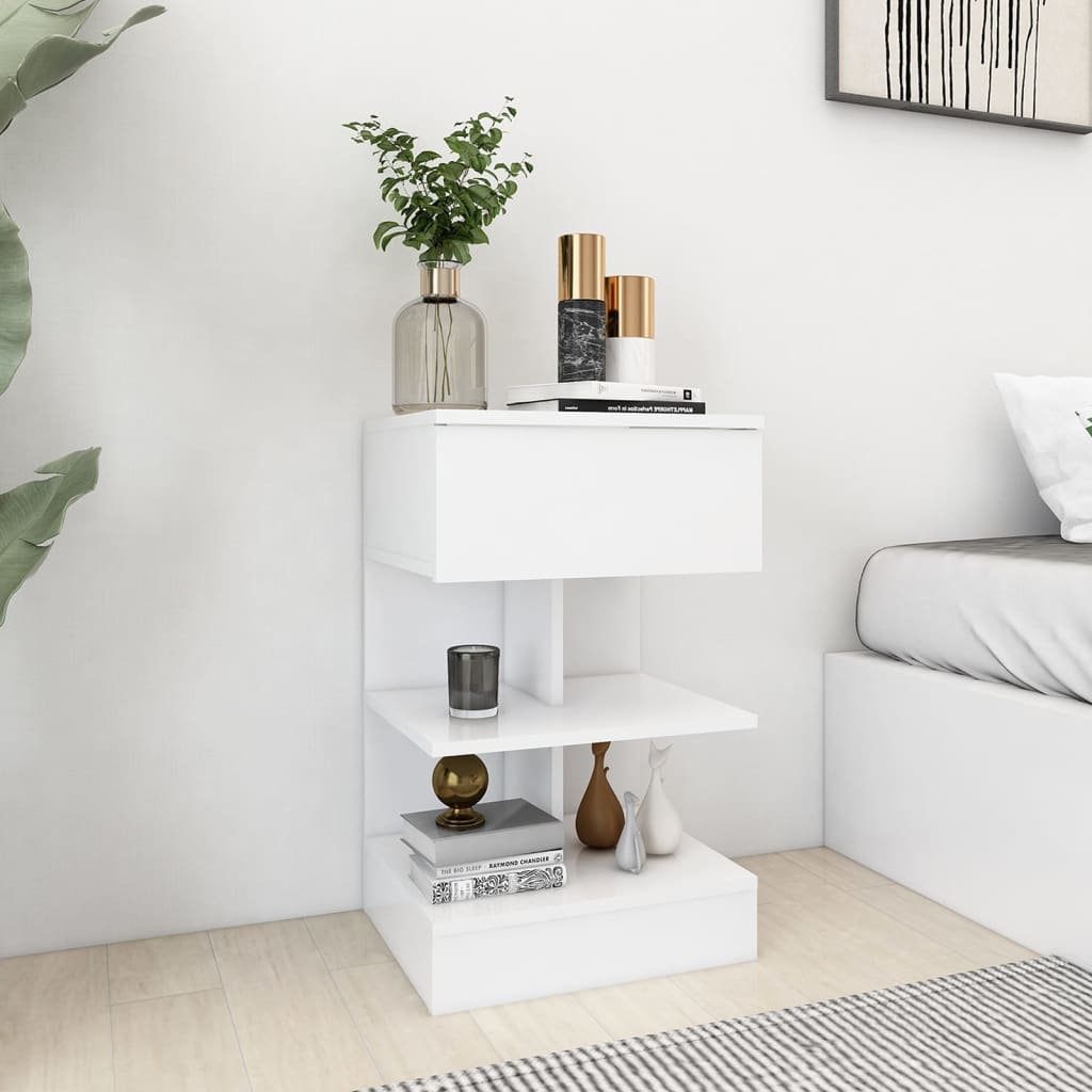 E-shop vidaXL Nočný stolík, biely 40x35x65 cm, kompozitné drevo
