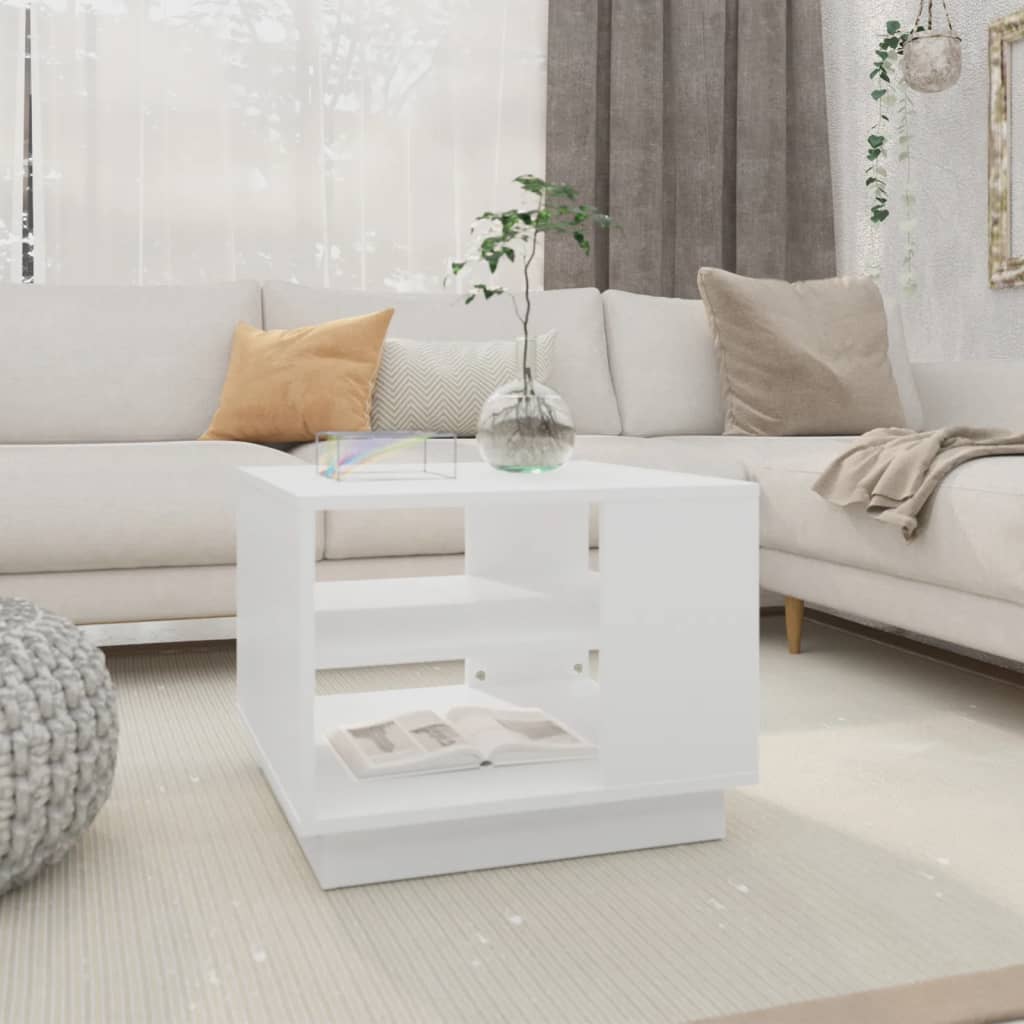 E-shop vidaXL Konferenčný stolík, biely 55x55x43 cm, kompozitné drevo