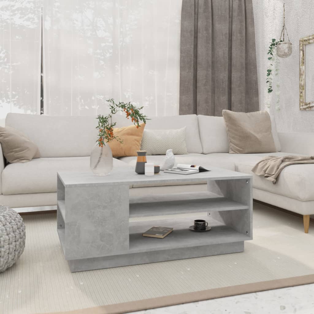E-shop vidaXL Konferenčný stolík betónovosivý 102x55x43 cm drevotrieska