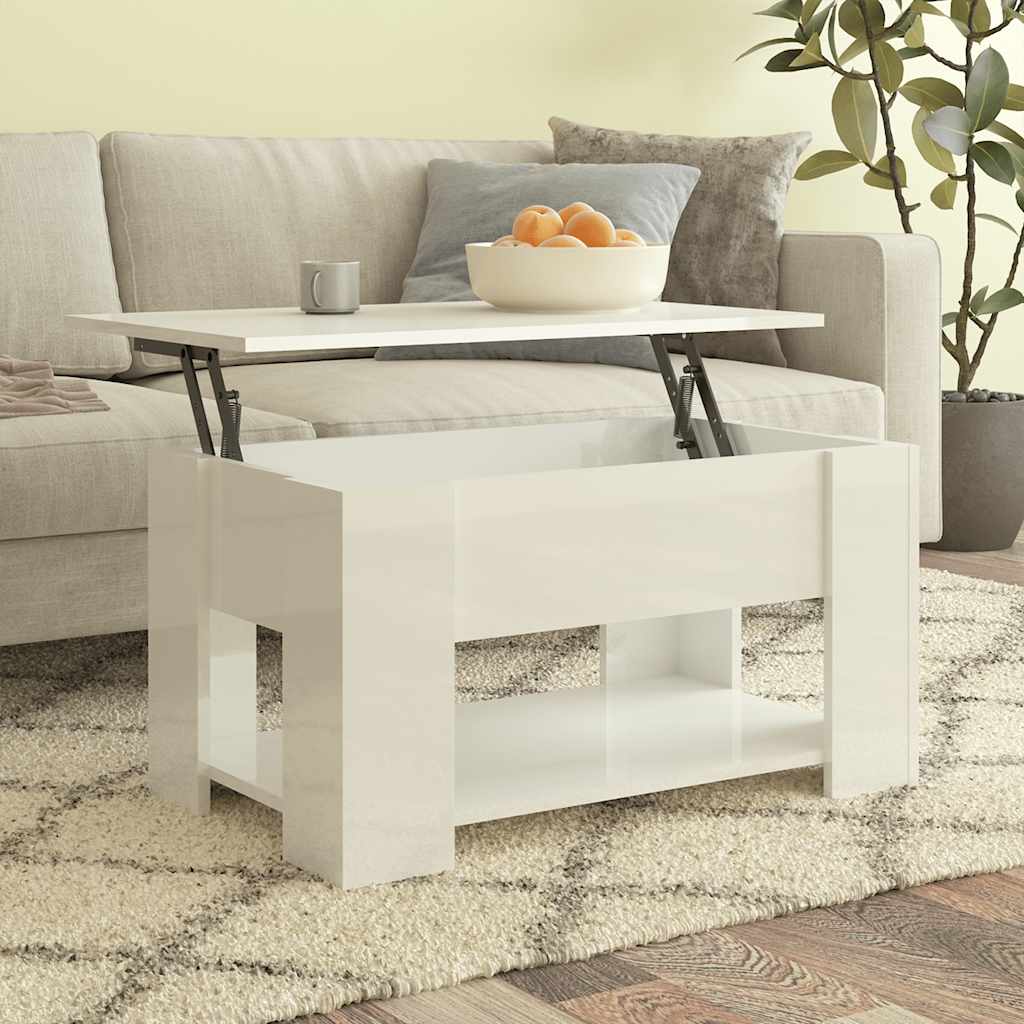 E-shop vidaXL Konferenčný stolík lesklý biely 79x49x41 cm spracované drevo