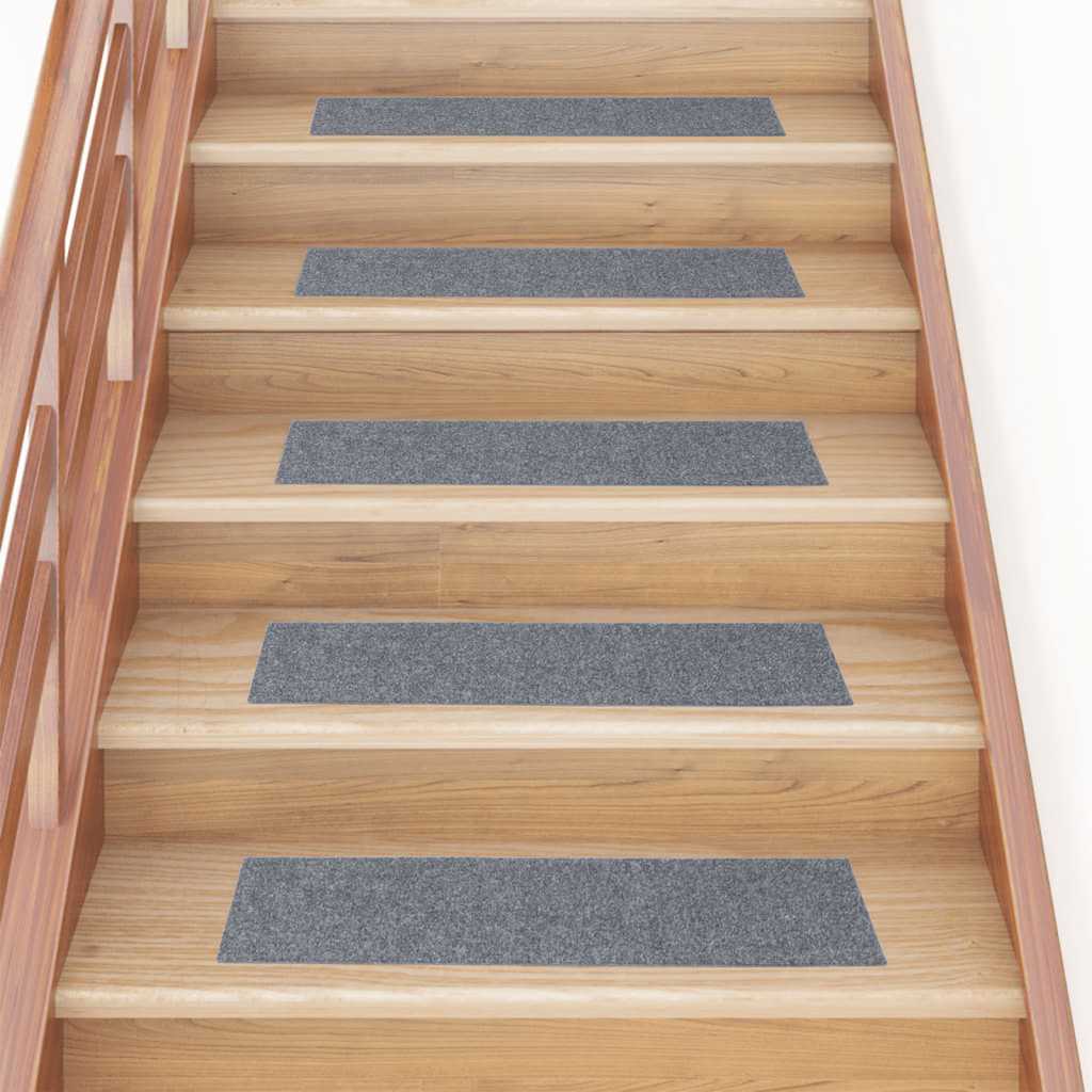 E-shop vidaXL Schodové rohože, samolepiace, 15 ks, 76x20 cm, svetlosivé, obdĺžnikové