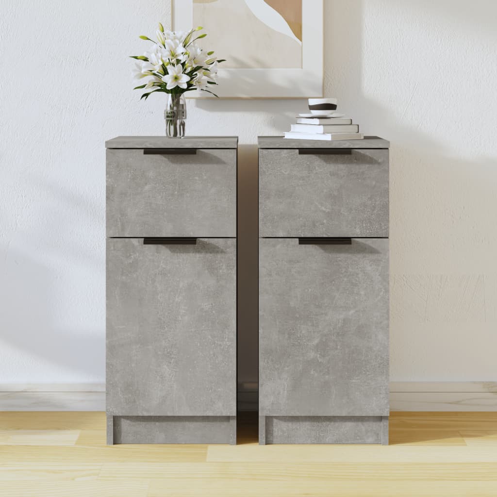 E-shop vidaXL Komody 2 ks betónové sivé 30x30x70 cm spracované drevo