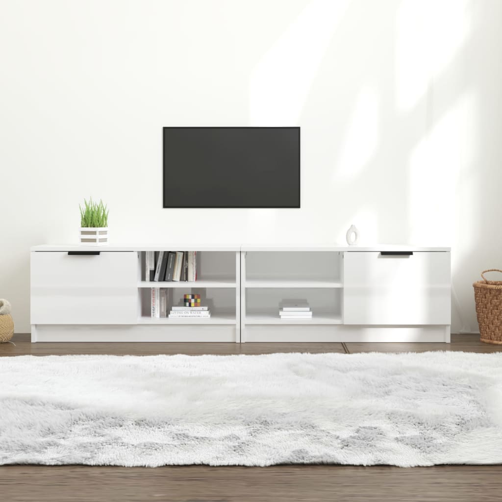 E-shop vidaXL TV stolíky 2 ks lesklé biele 80x35x36,5cm spracované drevo