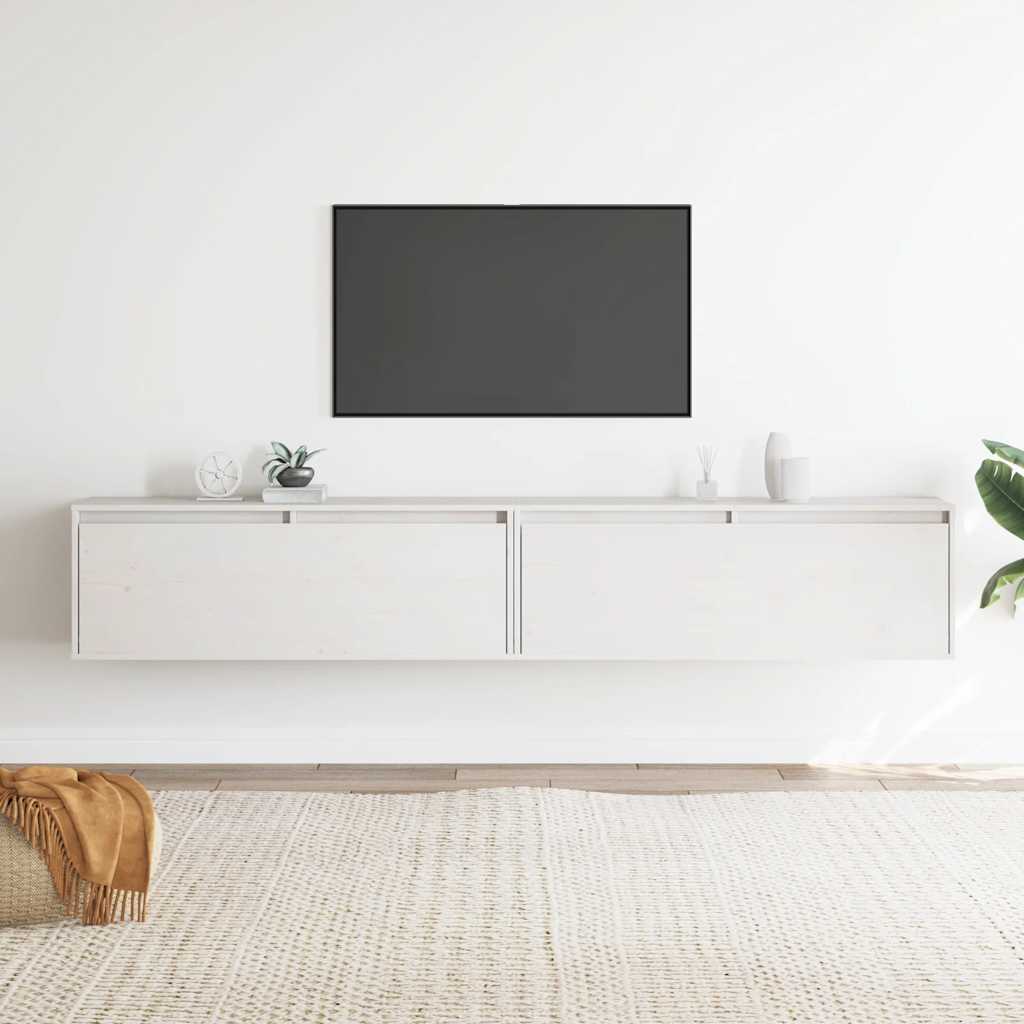 E-shop vidaXL Nástenné skrinky 2 ks biele 100x30x35 cm masívna borovica