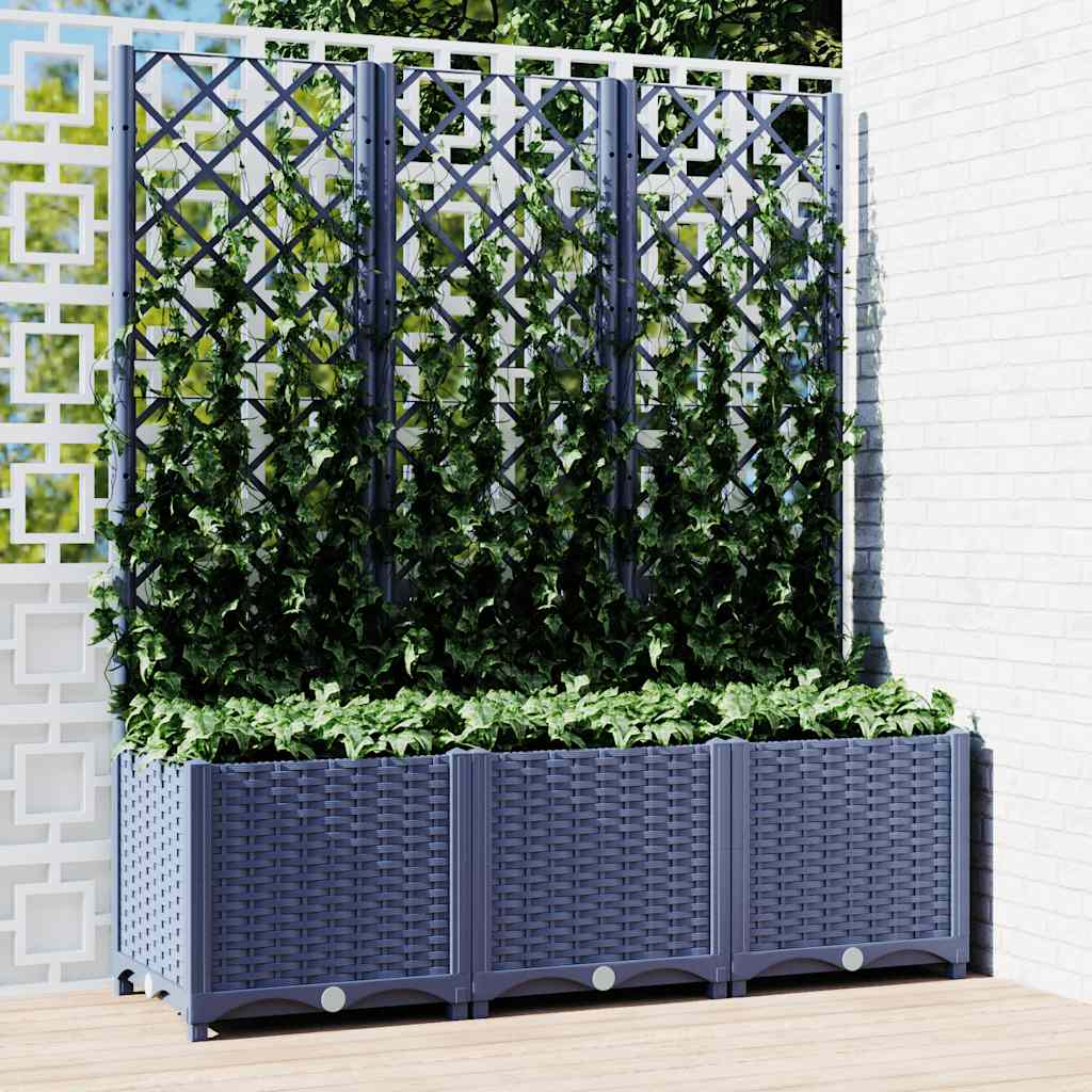 E-shop vidaXL Záhradný kvetináč s mriežkou modrosivý 120x40x136 cm PP