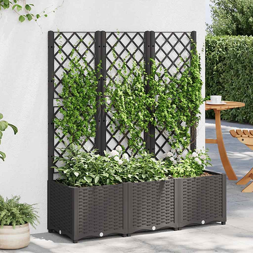 E-shop vidaXL Záhradný kvetináč s mriežkou čierny 120x40x136 cm PP