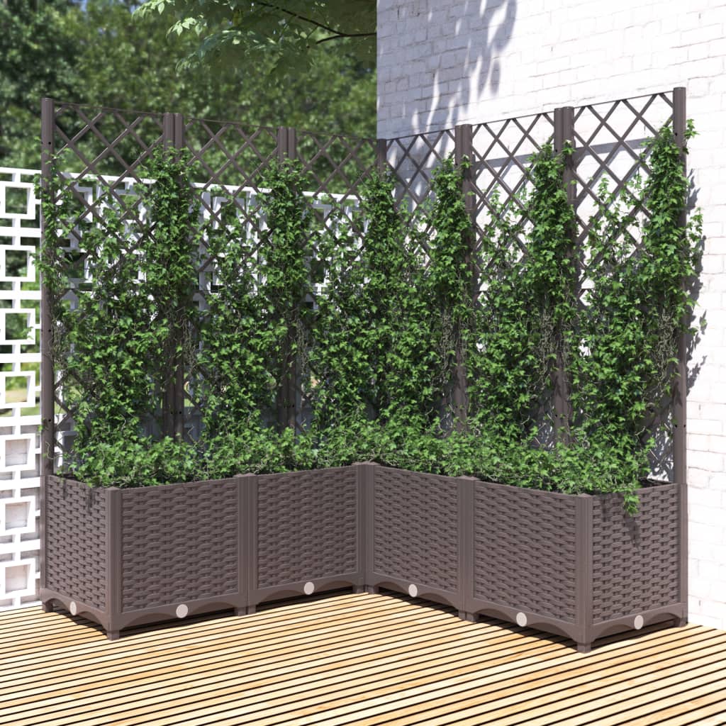 E-shop vidaXL Záhradný kvetináč s mriežkou hnedý 120x120x136 cm PP