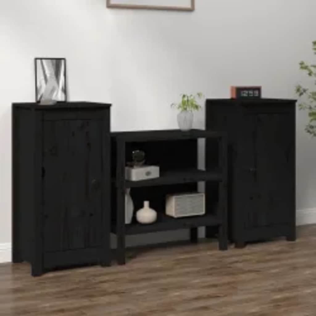 E-shop vidaXL Komody 2 ks čierne 39x35x80 cm borovicový masív