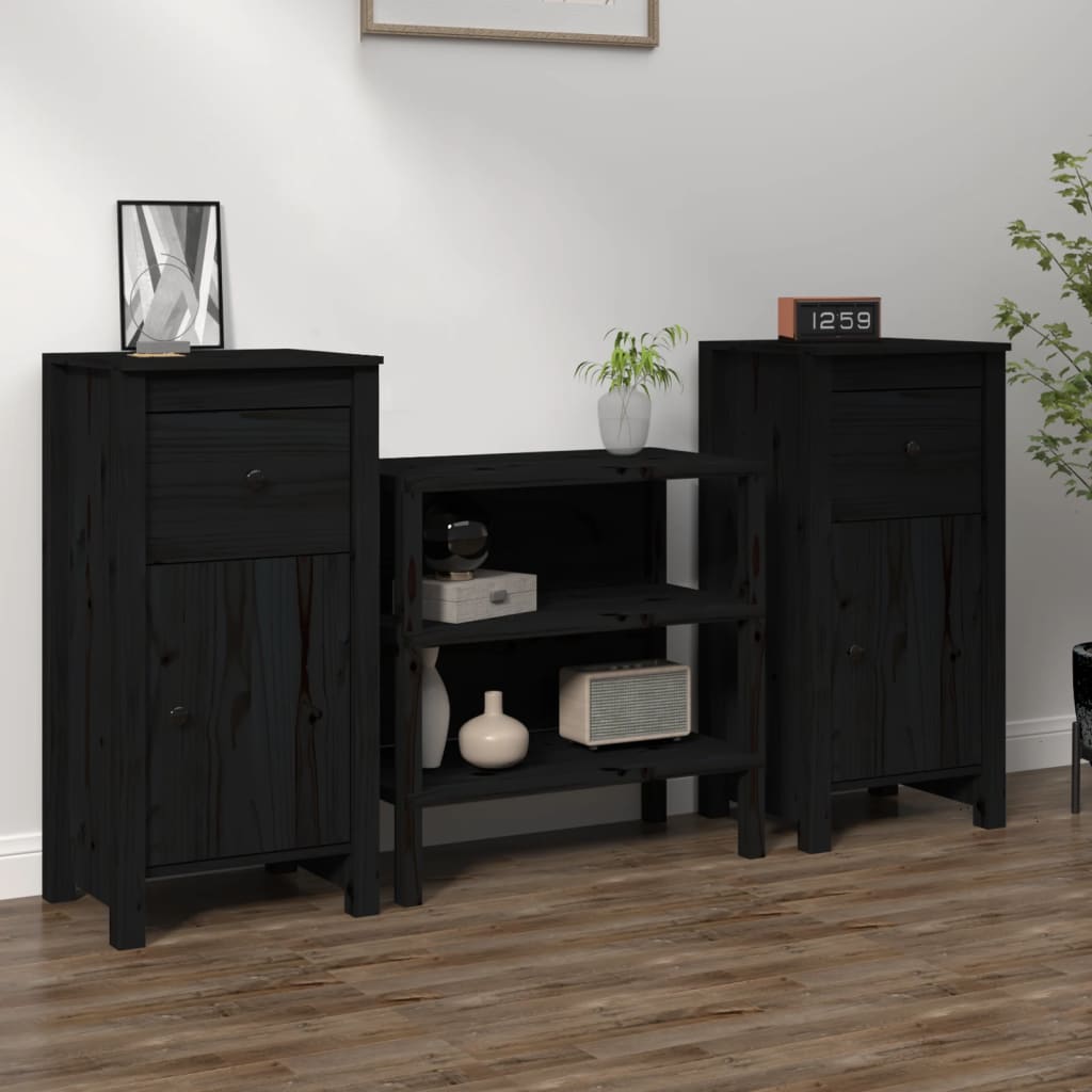 E-shop vidaXL Komody 2 ks čierne 40x35x80 cm borovicový masív