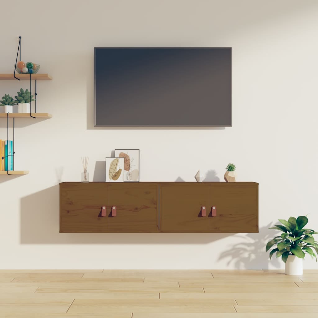 E-shop vidaXL Nástenné skrinky 2 ks medovohnedé 60x30x30 cm masívna borovica