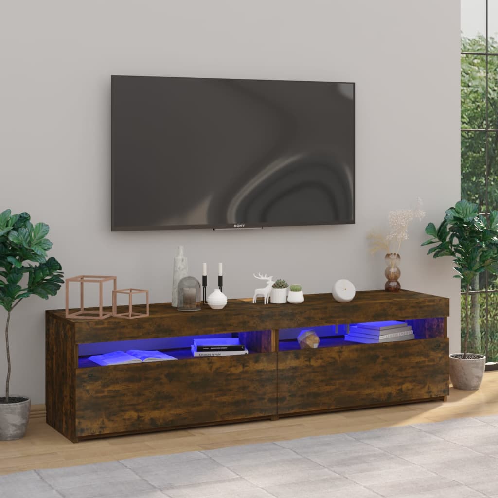 E-shop vidaXL TV skrinky s LED svetlami 2 ks tmavý dub 75x35x40 cm