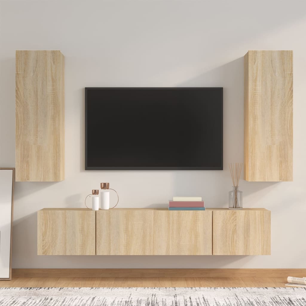 E-shop vidaXL 4-dielna súprava TV skriniek dub sonoma spracované drevo