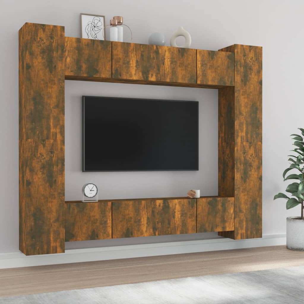 E-shop vidaXL 8-dielna súprava TV skriniek dymový dub spracované drevo